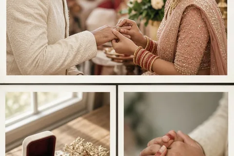 Illustration for Wedding-ritual-putting-ring-finger-india