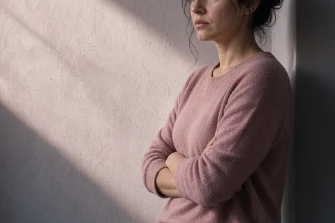 Illustration for Unhappy woman standing with arms crossed