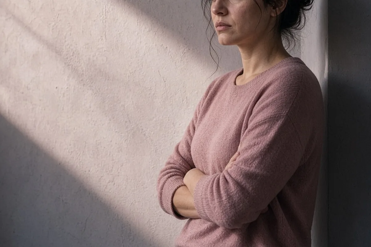 Illustration for Unhappy woman standing with arms crossed
