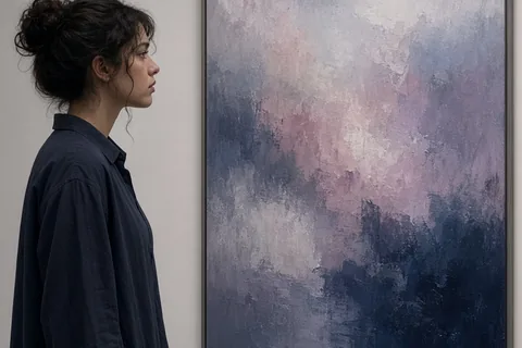 Illustration for Confused girl coming out of the poster