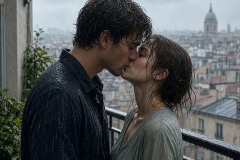 Illustration for Couple kissing in rain Explained