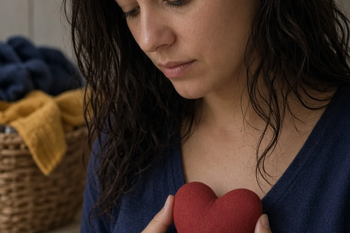 Illustration for Close-up-woman-holding-heart