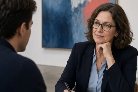 Illustration for Candid-shot-attractive-positive-middle-aged-female-ceo-eyeglasses-making-note...