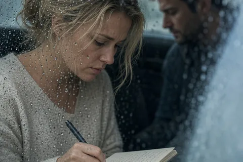 Illustration for Caucasian-woman-writing-letter