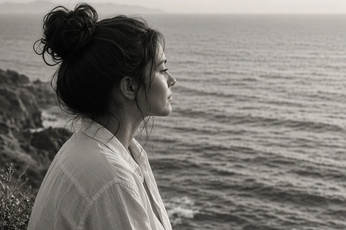 Illustration for Relaxed-woman-enjoying-sea