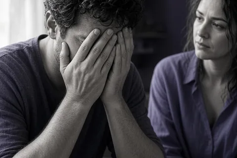 Illustration for Sad Man Covering Face with Hands: Ways to Help Him Cope