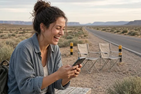 Illustration for Woman laughing while chating