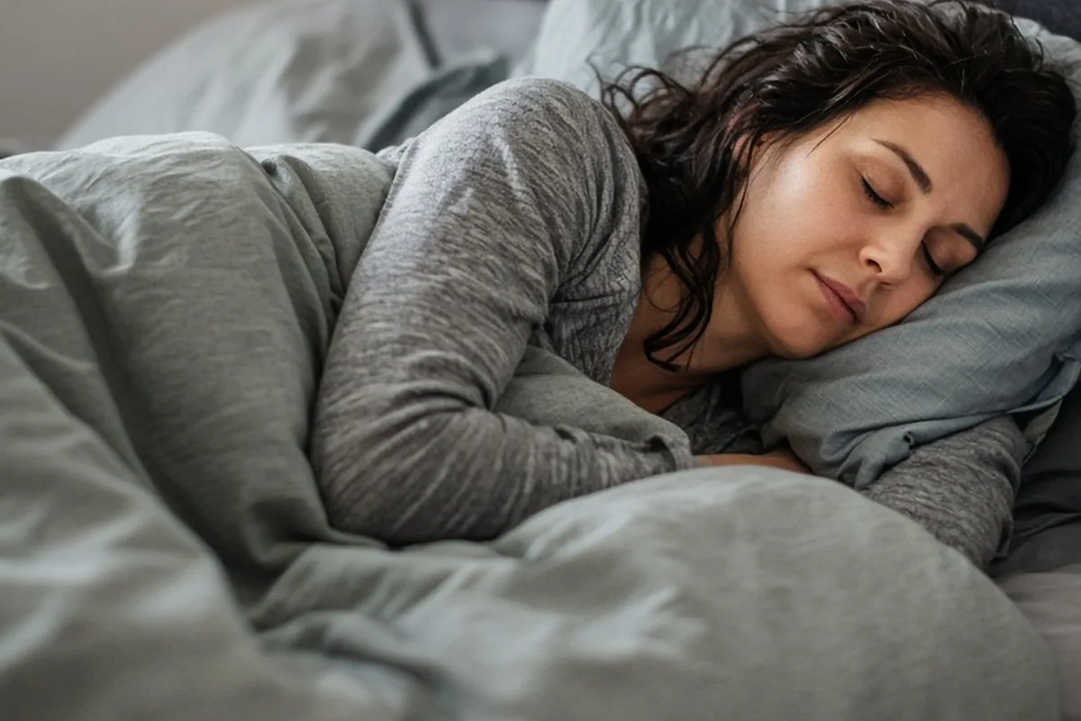 Illustration for Chilled lady sleeping in the bed