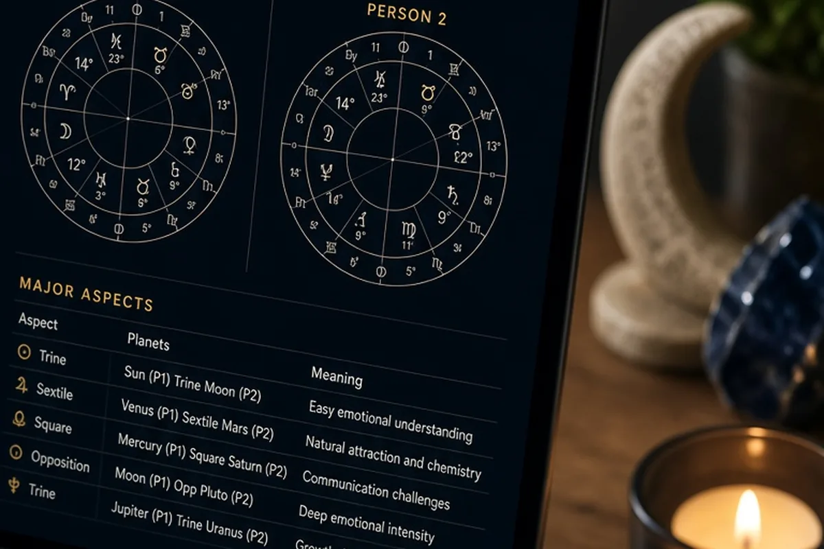 Illustration for Birth Chart Compatibility Free: Guide to Synastry Aspects