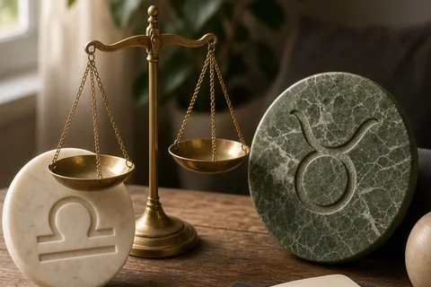 Illustration for Libra and Taurus Compatibility for Lasting Balance