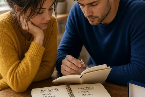 Illustration for Engagement Rings for a 150-Guest Wedding: Budgeting Guide