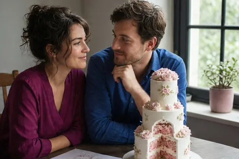 Illustration for Fake wedding cake for cutting for 50 guests