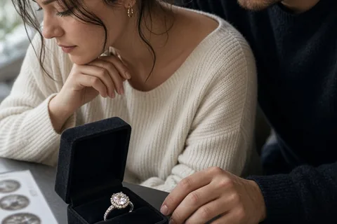 Illustration for Moissanite Engagement Rings: Questions for Couples to Discuss