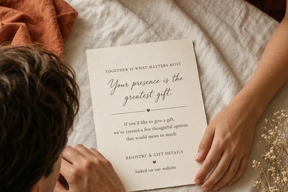 Illustration for Wedding Registry Wording on a Budget: Low-Pressure Scripts