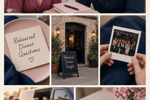 Illustration for Wedding Rehearsal Dinner Questions for Couples to Ask