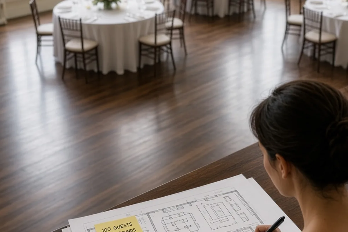 Illustration for Wedding Venue for 100 Guests: Sizing, Layout, and Booking Guide