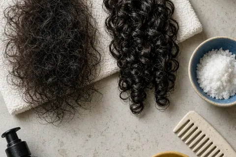Illustration for Moisturizing Shampoo Before and After for Textured Hair