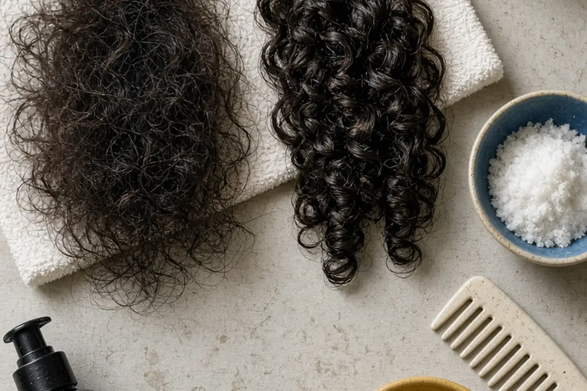 Illustration for Moisturizing Shampoo Before and After for Textured Hair