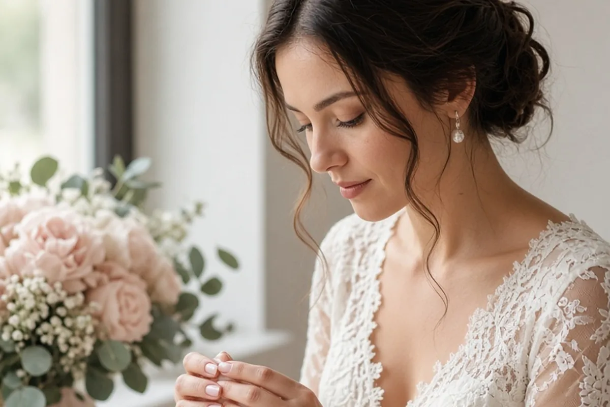 Illustration for Short Nail Designs for a Wedding: Elegant, Lasting Styles