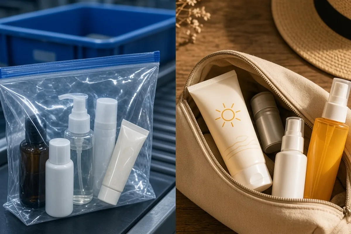 Illustration for can you take sunscreen on plane: Can You Take Sunscreen on a Plane? TSA Rules and Packing Tips