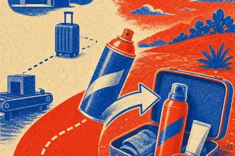 Illustration for Can You Fly with Spray Sunscreen in Checked Bag? What TSA Says