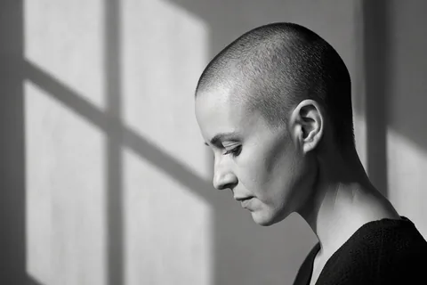Illustration for Shaving a Woman's Head for Cancer Treatment with Care