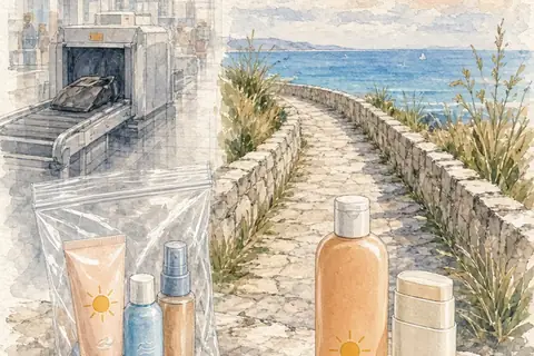 Illustration for Is Sunscreen Allowed on Airplanes? Carry-On and Packing Rules