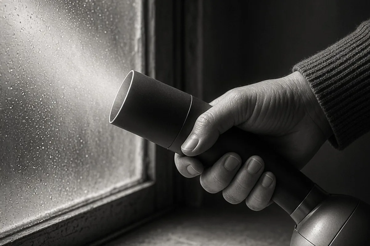 Illustration for Removing Moisture Between Window Panes with a Hair Dryer