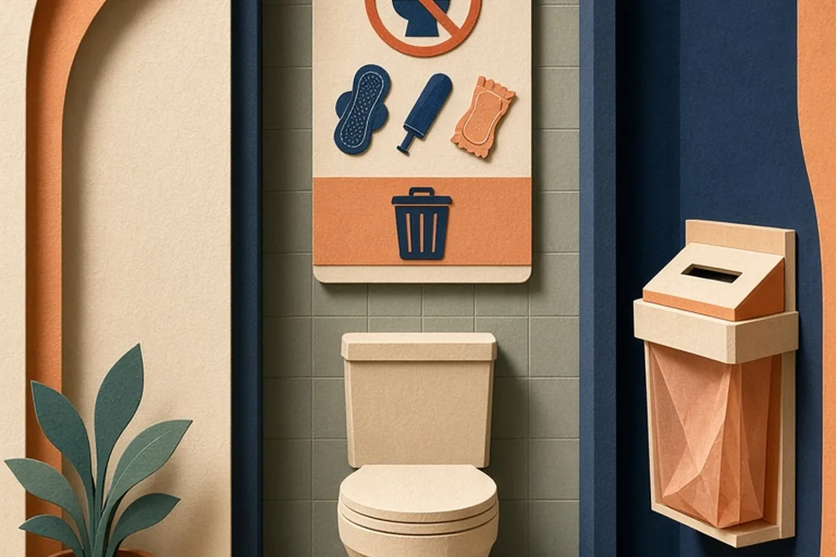 Illustration for Do Not Flush Feminine Hygiene Signs That Prevent Clogs
