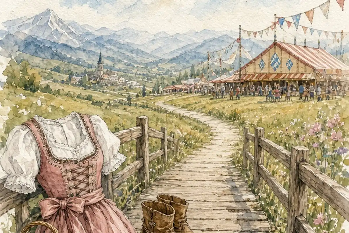 Illustration for What do women wear to oktoberfest?
