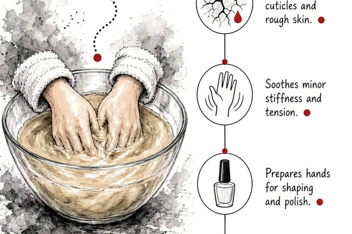 Illustration for Paraffin Wax Manicure Basics for Deep Hand Hydration