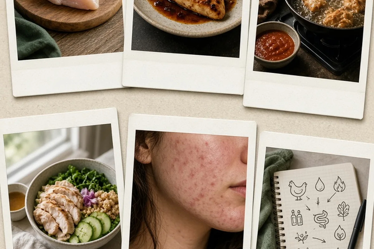 Illustration for Does Chicken Cause Acne? Skin Facts and Diet Habits