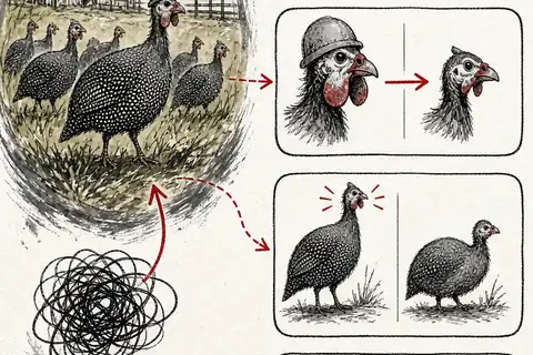 Illustration for How to Tell Male from Female Guinea Fowl Reliably