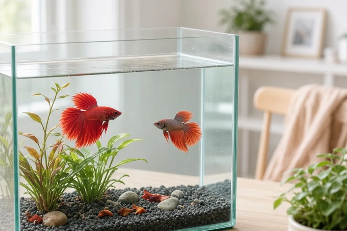 Illustration for Can Male and Female Betta Fish Live Together in One Tank?