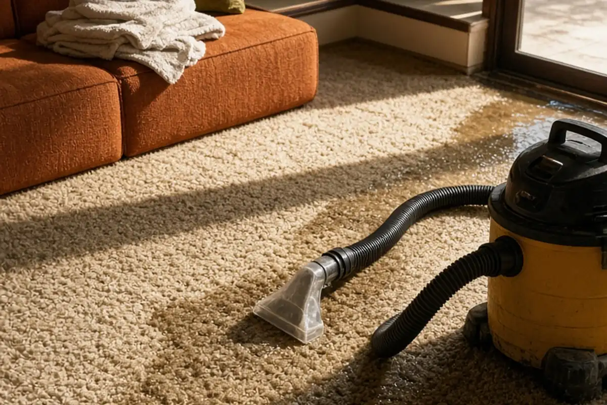 Illustration for How to Get Moisture Out of Carpet and Protect Flooring
