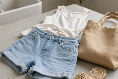 Illustration for What to Wear with Light Blue Shorts: Simple Outfit Ideas